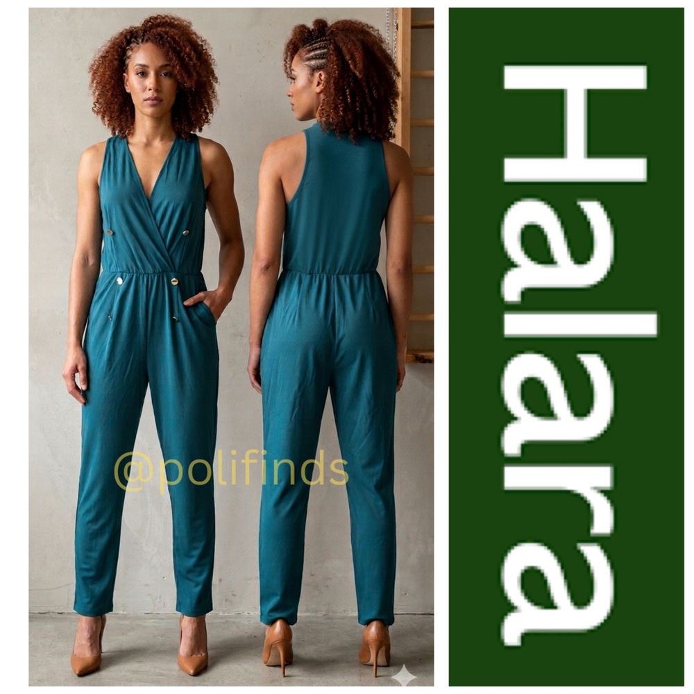 HALARA Green Sleeveless V Neck WorkCore Lightweight Women’s Jumpsuit